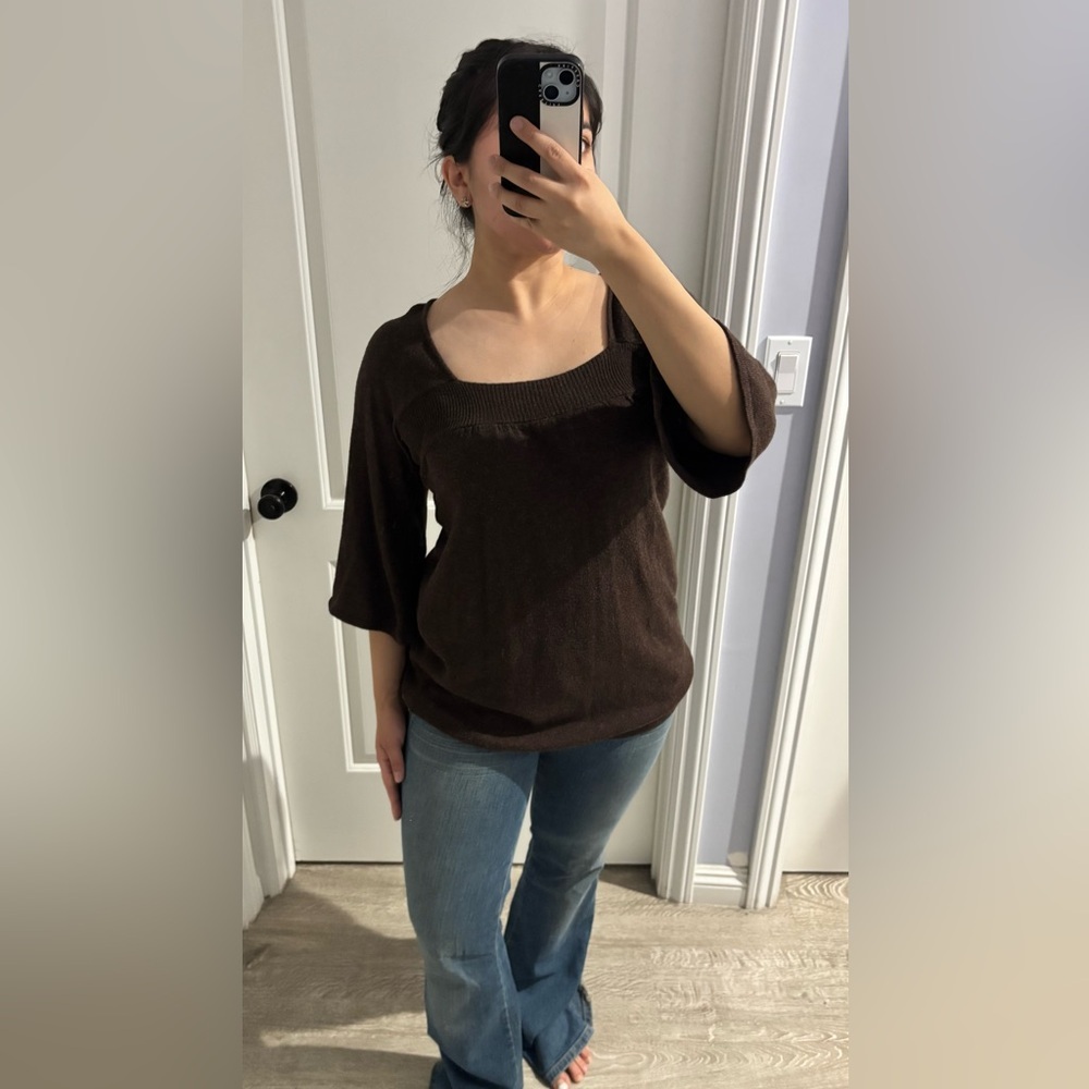 vintage 2000s Express brown knit empire waist top/dress